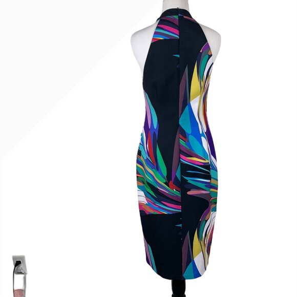 Trina Turk High Neck Sleeveless Dress Size 4 Multicolor Abstract Print Polyester - Picture 2 of 8